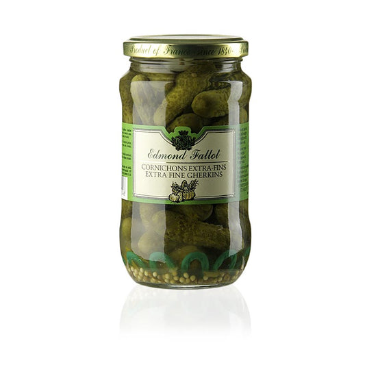 Pot de 340 grammes de Cornichons de Fallot extra-fins, délicieux cornichons