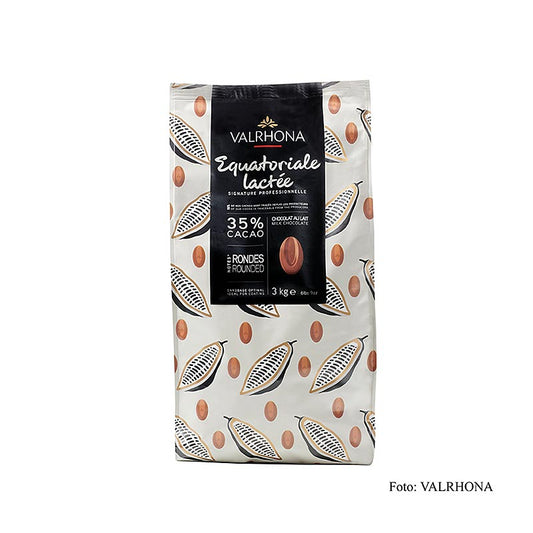 Valrhona Equatoriale Lactée, couverture lait entier, callets, 35% cacao, 3 kg - Chocolat de haute qualité avec un goût de lait crémeux