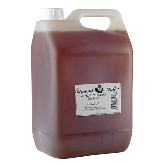 Vinaigre de cidre de pomme de Fallot, bouteille de 5 litres, vinaigre biologique et non filtré à usage culinaire