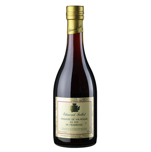 Bouteille de 500 ml de vinaigre de vin rouge aromatisé à la framboise de la marque Fallot