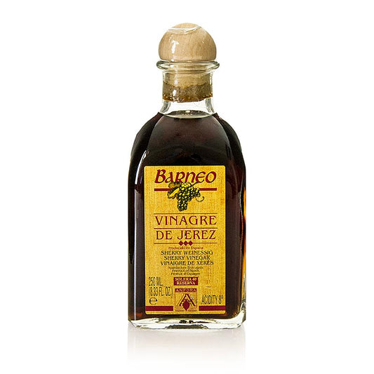 Bouteille de 250 ml de vinaigre de Xérès Solera Reserva, 40 ans d'âge, avec 8-9% d'acidité, de la marque Barneo