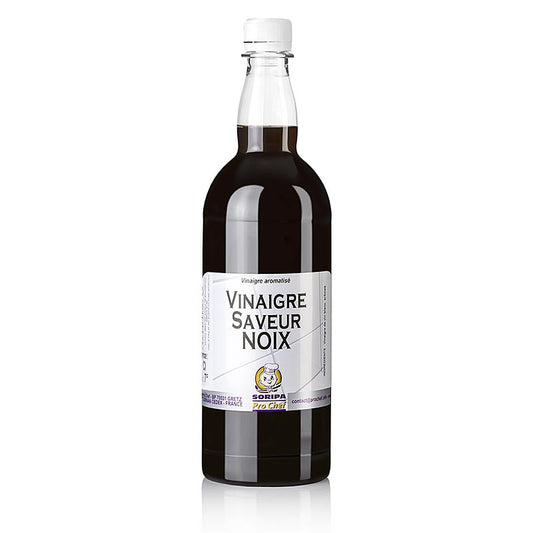 Vinaigre de noix, Soripa, 1 litre - Une bouteille de 1 litre de vinaigre de noix de la marque Soripa.