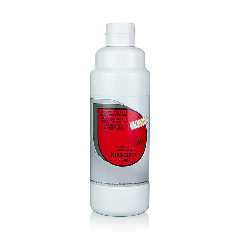 Colorant alimentaire liquide, rouge cerise, 924, Dreidoppel, 1 kg - idéal pour colorer les gâteaux, les desserts et les boissons