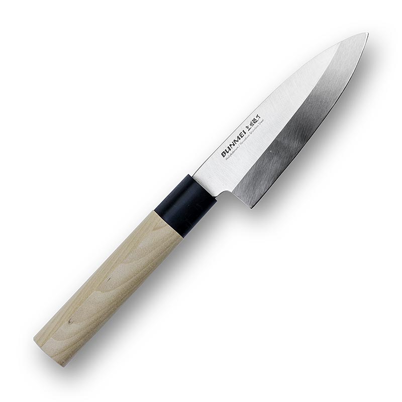 Global Bunmei 1801-105 Couteau Deba avec manche en bois Honoki de 10,5 cm, 1 pièce, idéal pour la découpe précise du poisson et de la viande