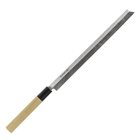Global Bunmei 1803-210 Couteau à sashimi Tako, manche en bois d'Honoki, 21cm, 1 pièce - un couteau japonais tranchant et durable pour la préparation des sashimis, avec un manche en bois d'Honoki, 21cm de long, 1 pièce