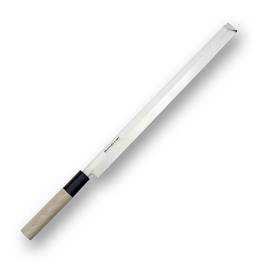 Global Bunmei 1803-275 Couteau à sashimi Tako avec manche en bois Honoki 27.5cm, 1 pièce, idéal pour couper les sashimis et autres plats de poisson