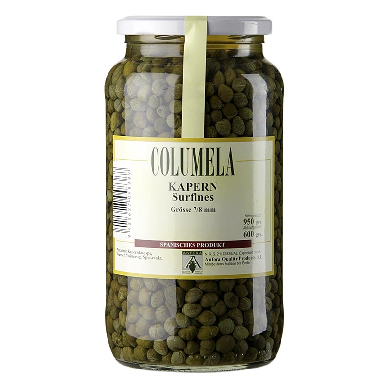 Pot de 950 g Câpres surfines, ø 7-8mm, Columela, pour applications culinaires