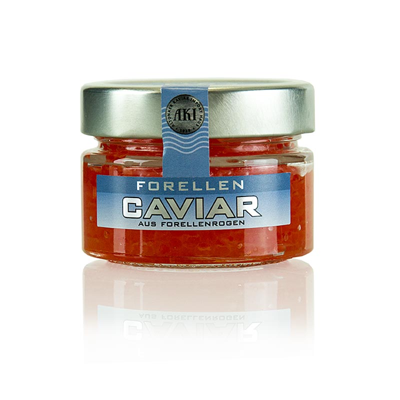 Caviar de truite, orange doré, 100 g - caviar de saumon de luxe de première qualité avec une belle couleur orange doré, parfait pour les plats gastronomiques et les dîners de luxe.