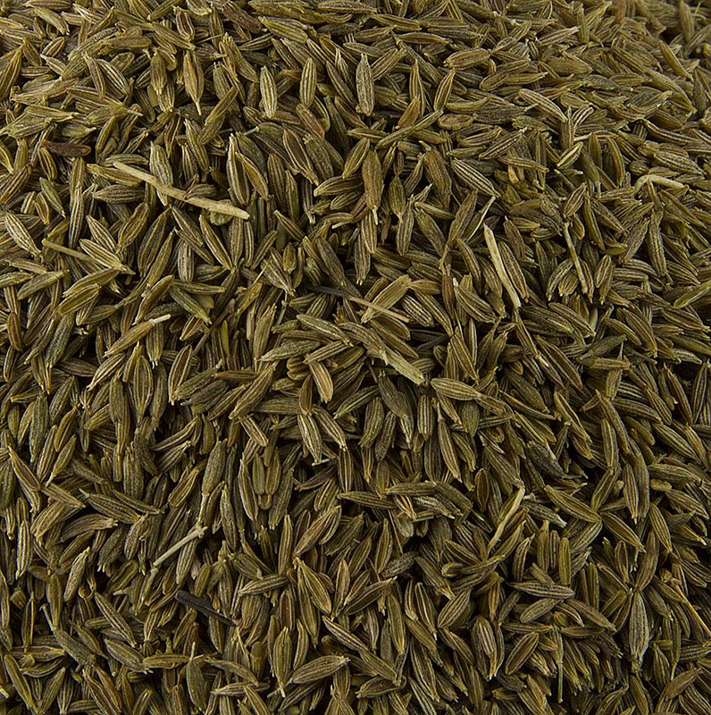 Cumin, entier, produit emballé de 1 kg sur fond blanc, herbes et épices