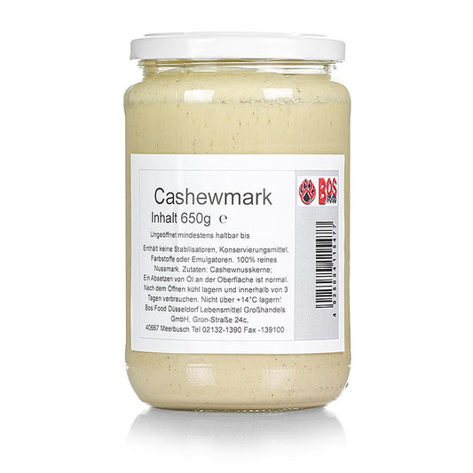 Pâte de noix de cajou de BOS FOOD, 650g, riche en arôme naturel de noix de cajou