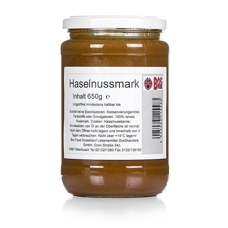650g BOS FOOD Pulpe de noisettes, 100% pure pulpe sans additifs