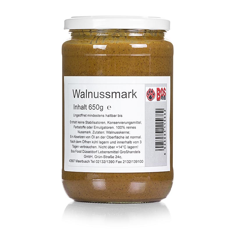 BOS FOOD Pulpe de noix, pulpe de noix 100% naturelle et pure sans additifs, conditionnée dans un emballage de 650 g