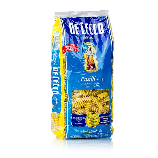 De Cecco Fusilli No 34, 500 g, délicieuses pâtes italiennes pour vos plats préférés