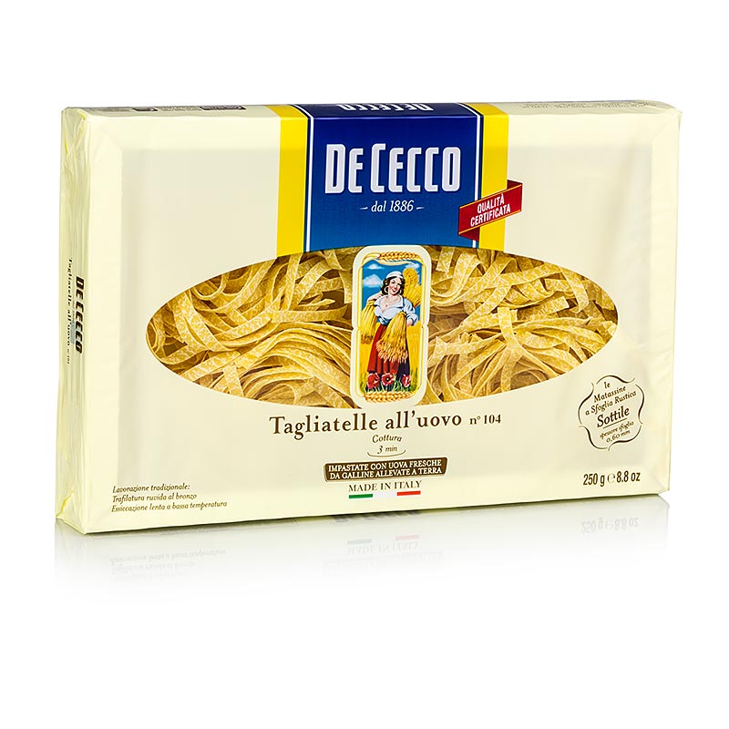 De Cecco tagliatelles aux oeufs, nr104, 250 g - Pâtes italiennes aux oeufs
