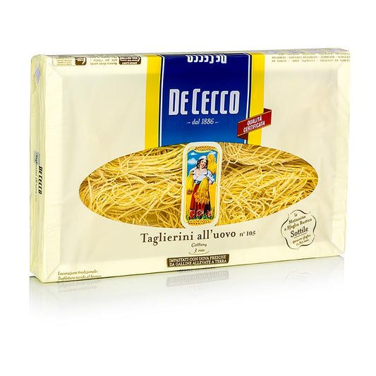 Taglierini avec œuf, no 105, 250 g, pâtes De Cecco, parfaites pour de délicieux plats italiens