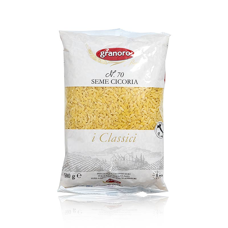 Granoro Seme Cicoria, en forme de grain de riz, no70, 500 g - Pâtes italiennes à base de blé dur, parfaites pour des plats délicieux