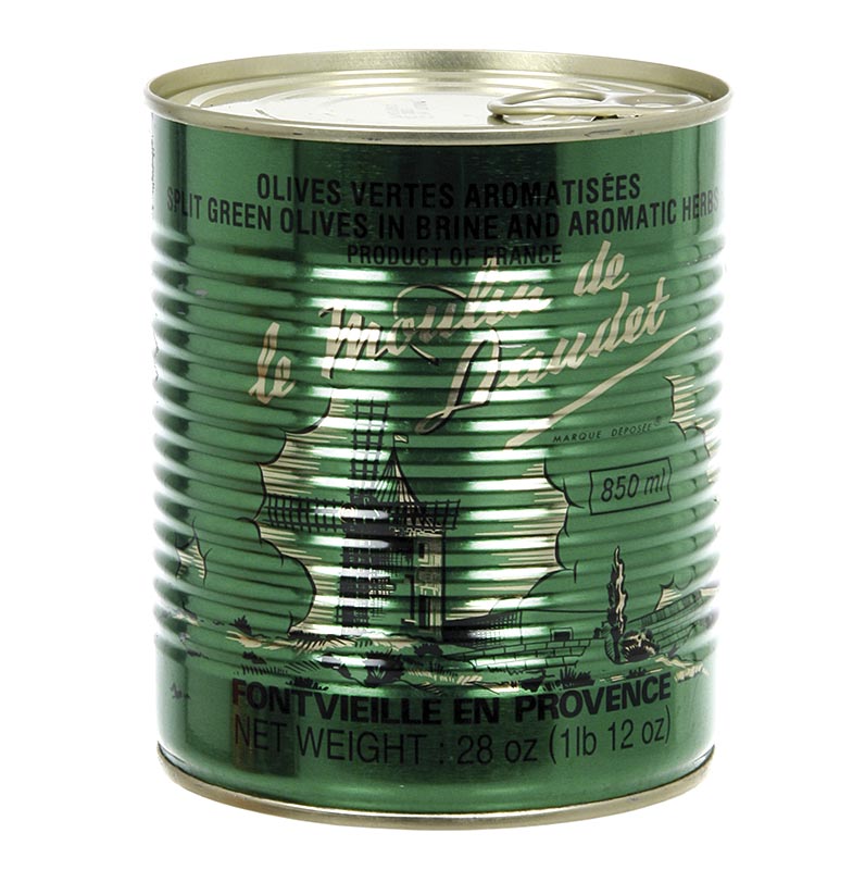 Olives vertes à noyau et herbes de Provence en saumure, 800 g, parfaites pour les salades et les tapas