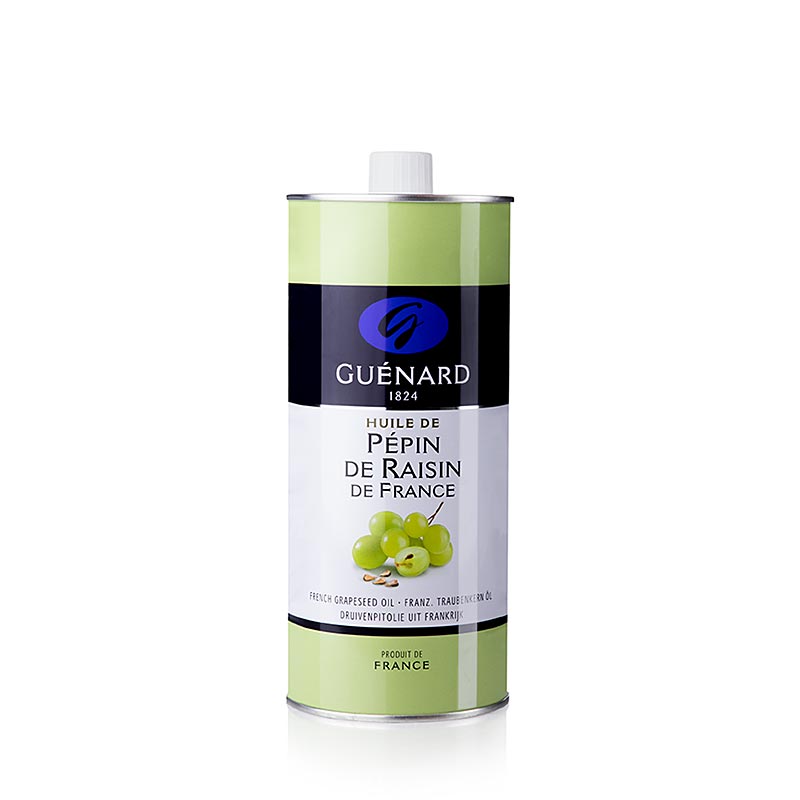 Huile de pépins de raisin Guénard, 1 litre - huile pressée à froid de la plus haute qualité pour les applications culinaires