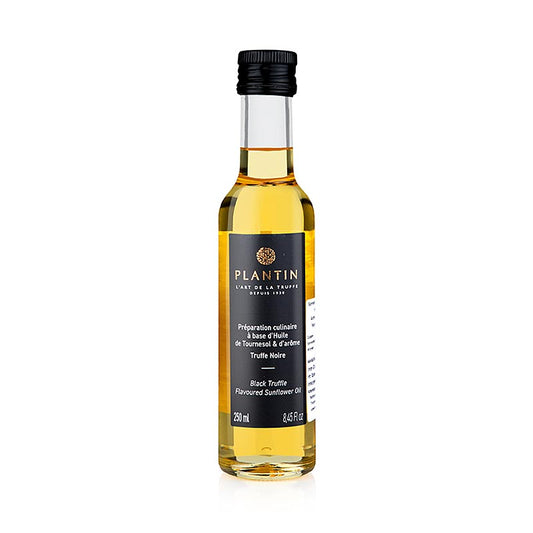 Huile de tournesol aromatisée à la truffe d'hiver Plantin, une délicieuse huile de truffe dans un flacon de 250 ml
