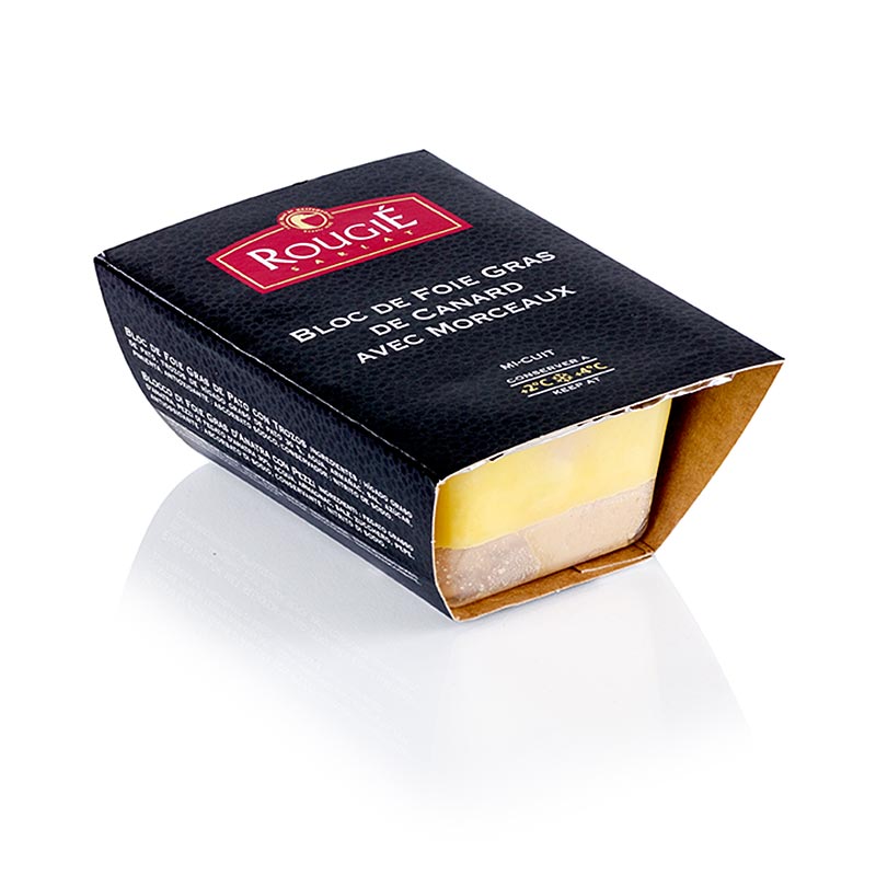 180 g de foie gras Rougié mi-conservé, Bloc de foie de canard en morceaux, trapèze et morceaux
