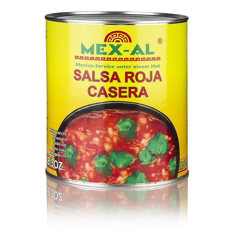 Salsa Cassera, une délicieuse sauce rouge qui accompagne parfaitement les tortillas, conditionnée en bouteille de 28 kg.