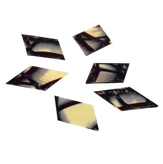 Décoratif Jura Rhombus en forme de losange en chocolat blanc et noir, taille 40x60mm, 770 grammes, paquet de 360 pièces