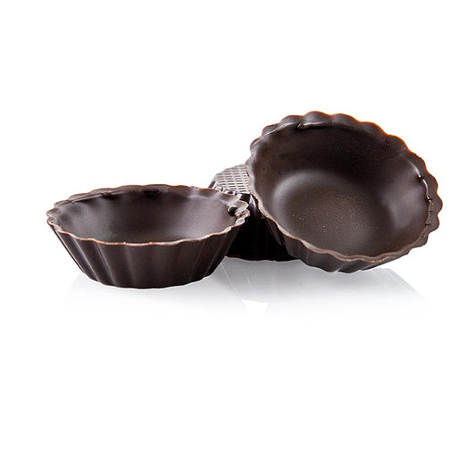 Moule à chocolat - Mini tasses, coque nervurée, chocolat noir, 30-45 mm de diamètre, 13 mm de hauteur, 745 g, 210 pièces - moules à chocolat belge de haute qualité pour la création de mini tasses en forme de coque nervurée