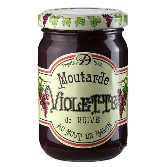 Moutarde Violette, pot de 200 g, une délicieuse moutarde aux reflets violets.