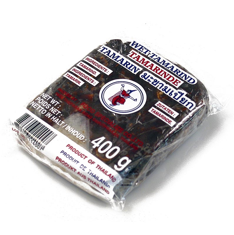 Bloc de tamarin avec graines, 400 g, tamarin pur pour traitement ultérieur, indispensable dans les plats asiatiques et caribéens