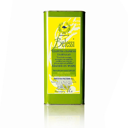 Bouteille de 5 litres d'huile d'olive extra vierge, Belessi, Péloponnèse, idéale pour la cuisine et les salades