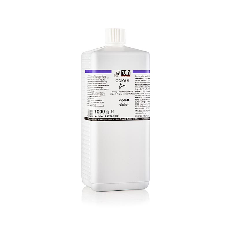 Colorant alimentaire liquide, de couleur violette, numéro de produit 9807, marque Ruth, paquet de 1 kg