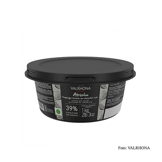Valrhona Nappage - Absolu, chocolat noir - glaçage au chocolat, 1 kg Un glaçage au chocolat délicieux, riche et de haute qualité pour les desserts.