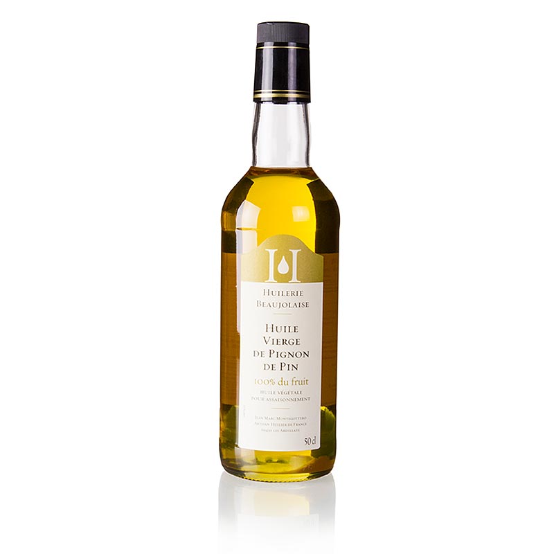Huile de pignons de pin de l'Huilerie Beaujolaise, sélection vierge, 500 ml - Huile de première qualité pressée à froid, idéale pour les salades et la cuisine.