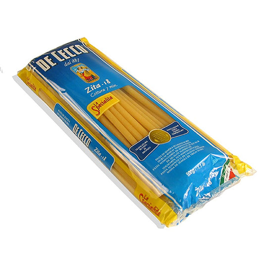 De Cecco Zita, macaroni, 4 (6)mm, 24cm de long, no18, 12 kg, 24 x 500g - Pâtes creuses et allongées, parfaites pour de délicieux plats, paquet de 12 kg