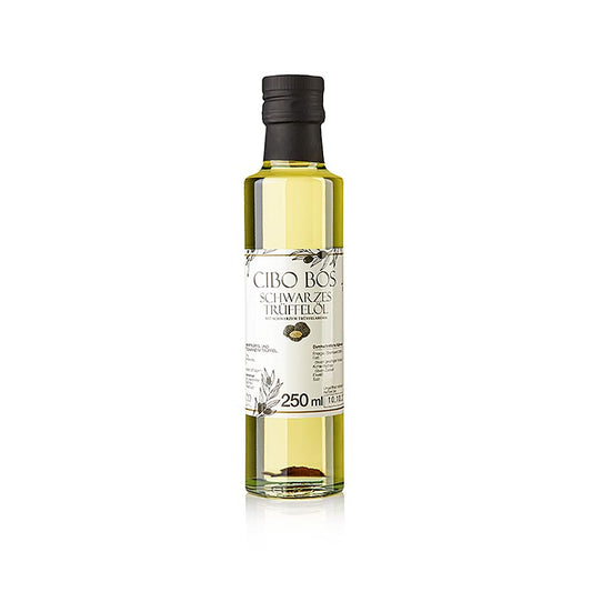 Huile d'olive extra vierge au goût intense et terreux de truffe noire, idéale pour rehausser la saveur des plats, 250 ml