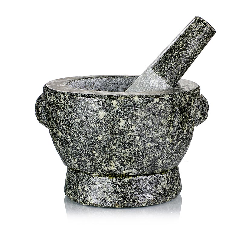 Mortier de pierre d'un diamètre extérieur de 16,5 cm et d'un diamètre intérieur de 12 cm, d'une hauteur de 11 cm et d'un poids d'environ 4 kg, 1 pièce