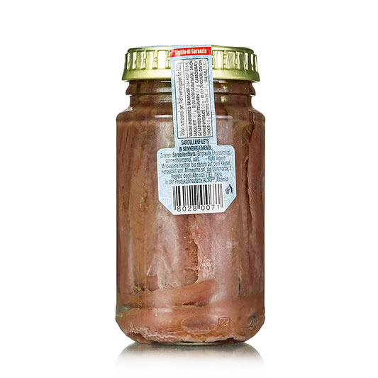Filets d'anchois de haute qualité à l'huile de tournesol, conditionnés dans une boîte pratique de 140 g