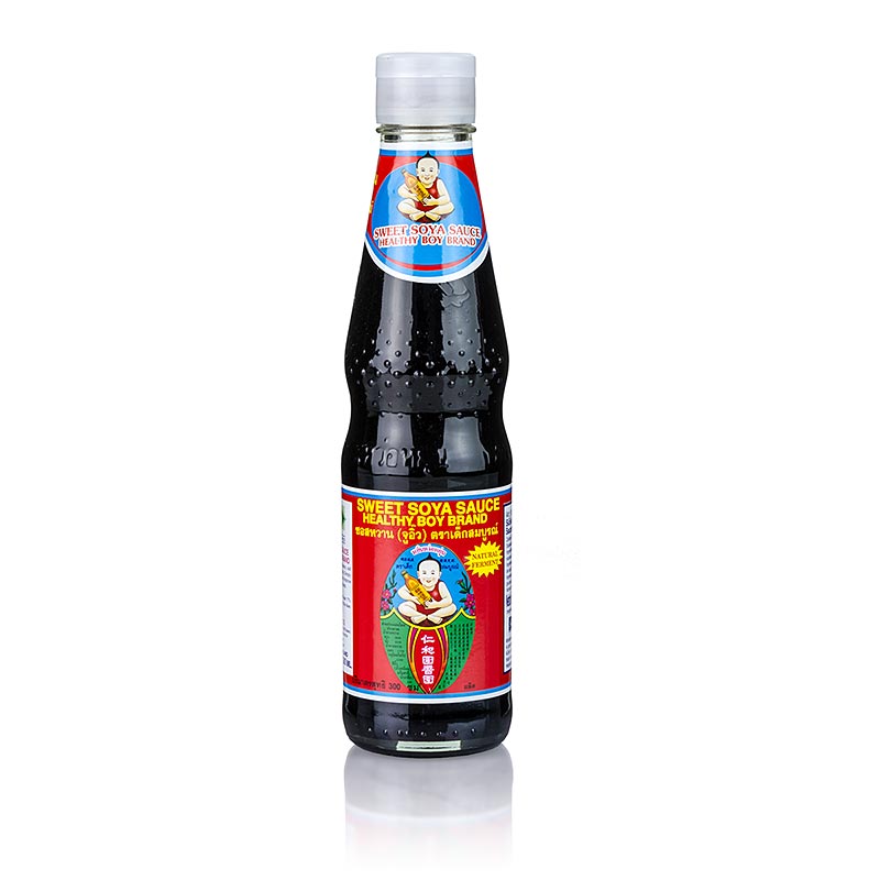 Sauce soja - Shoyu, Healthy Boy, douce avec 70% de sucre, épaisse, 300 ml - Une bouteille de 300 ml de sauce soja épaisse et douce avec 70% de sucre de la marque Healthy Boy.