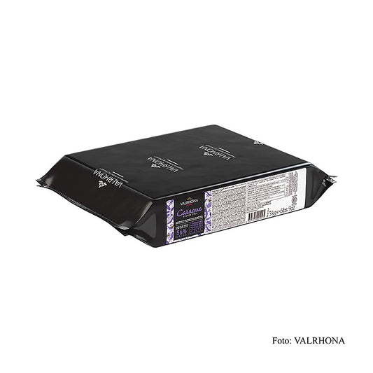Valrhona Caraque, couverture noire, bloc, 56% de cacao, 3 kg - Chocolat de qualité supérieure au goût intense, idéal pour la pâtisserie et les desserts.