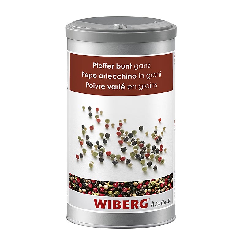 Grains de poivre entiers de couleur Wiberg de première qualité, emballés dans un paquet de 550 g