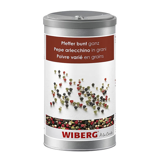 Grains de poivre entiers de couleur Wiberg de première qualité, emballés dans un paquet de 550 g