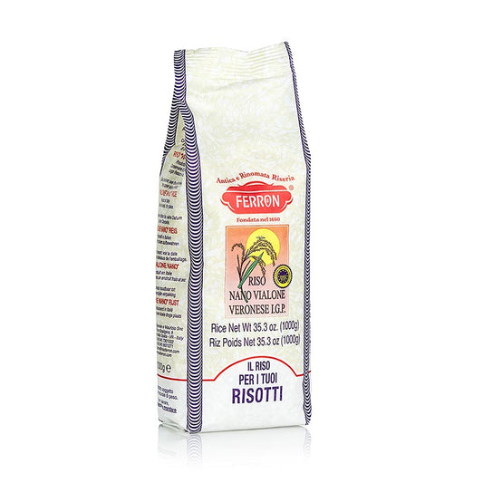 1 kg de Vialone Nano, riz à grains ronds pour risotto de la marque Ferron