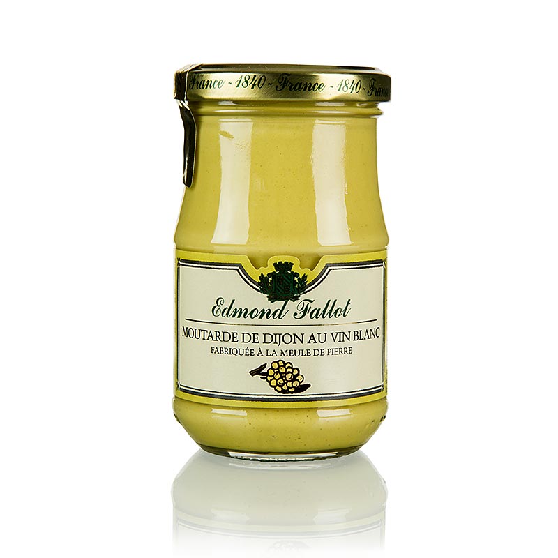 Fallot - Moutarde de Dijon, fine, au vin blanc, moyennement épicée, 190 ml - Une délicieuse moutarde de Dijon, au vin blanc, moyennement épicée, dans une bouteille de 190 ml.