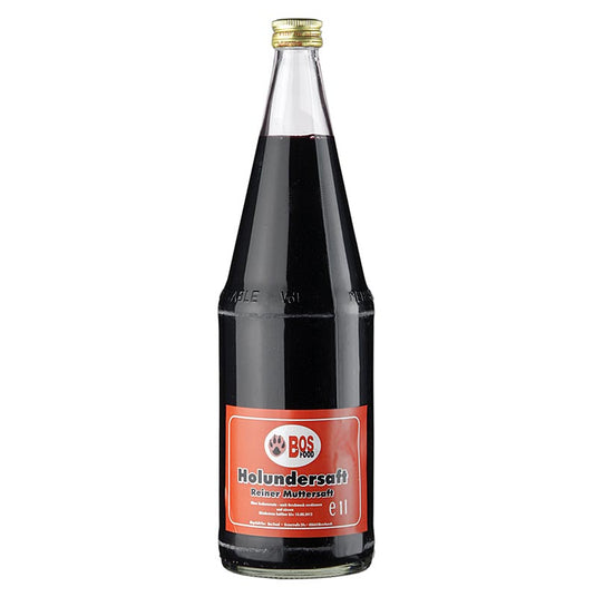 BOS FOOD jus de sureau, naturel et non sucré, 1 litre - Jus de sureau sain et pur, sans sucres ajoutés