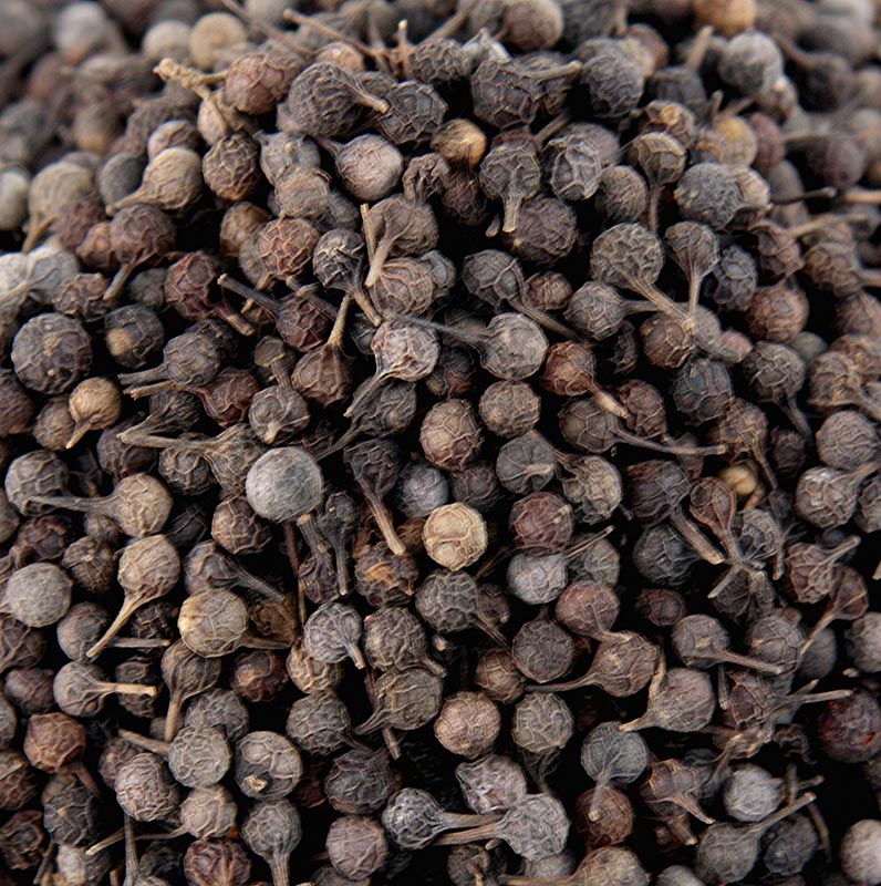 Poivre cubèbe - Poivre javanais, également connu sous le nom de poivre de queue, 1 kg - Paquet d'un kilogramme du populaire poivre cubèbe javanais.