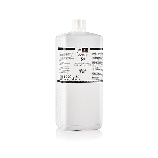Colorant noir liquide à base d'eau, adapté aux denrées alimentaires, soluble dans l'eau, 9812, Ruth, conditionné en flacon de 1 kg
