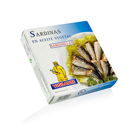 Sardines entières, avec peau et arêtes, à l'huile végétale, 275 g - Produit de la pêche en conserve, idéal pour les salades et les plats de pâtes