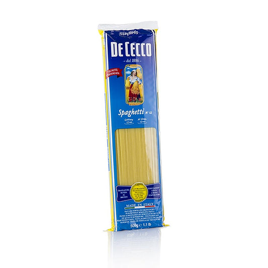 De Cecco Spaghetti, No12, 12 kg, 24 x 500g : grand paquet de 24 paquets de 500g De Cecco Spaghetti No12