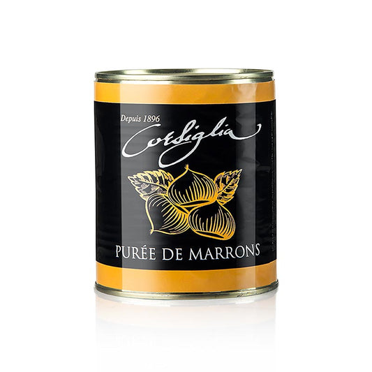 Purée de marrons, ferme et non sucrée en boîte orange de 870 g, Corsiglia Facor