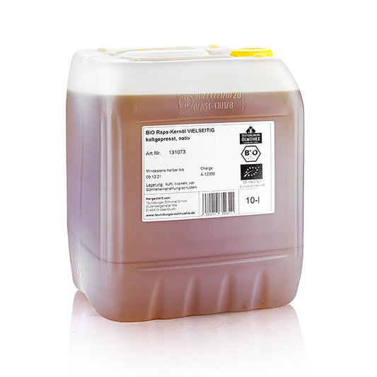 Huile de colza biologique pressée à froid à partir de graines de colza décortiquées, 10 litres, idéale pour une alimentation saine et durable